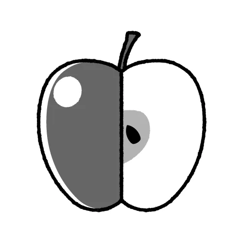 りんご半分(モノクロ)